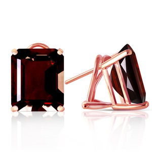14K. GOLD FRENCH CLIPS EARRING WITH NATURAL GARNETS (Rose Gold)